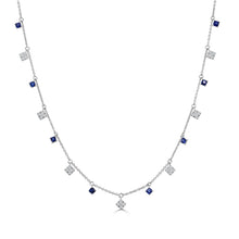 Load image into Gallery viewer, 14K Gold Diamond &amp; Princess Cut Sapphire Necklace