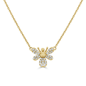 14K Gold & Diamond Bumble Bee Necklace