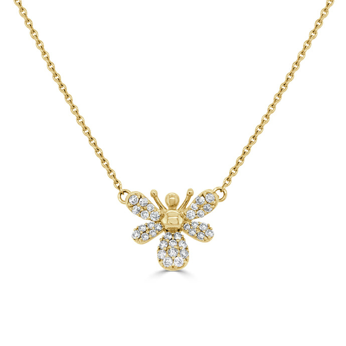 14K Gold & Diamond Bumble Bee Necklace