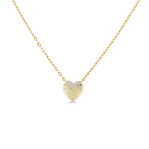 14K Gold Diamond Sprinkle Heart Necklace