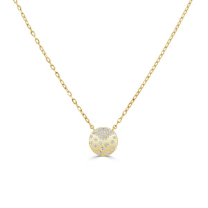 14K Gold Diamond Sprinkle Circle Necklace