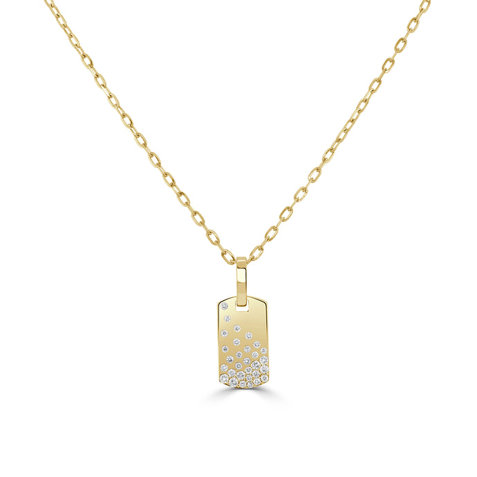 14K Gold Diamond Sprinkle Plate Necklace