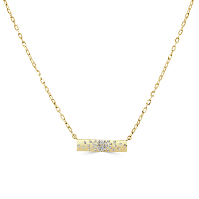 14K Gold Diamond Sprinkle Bar Necklace