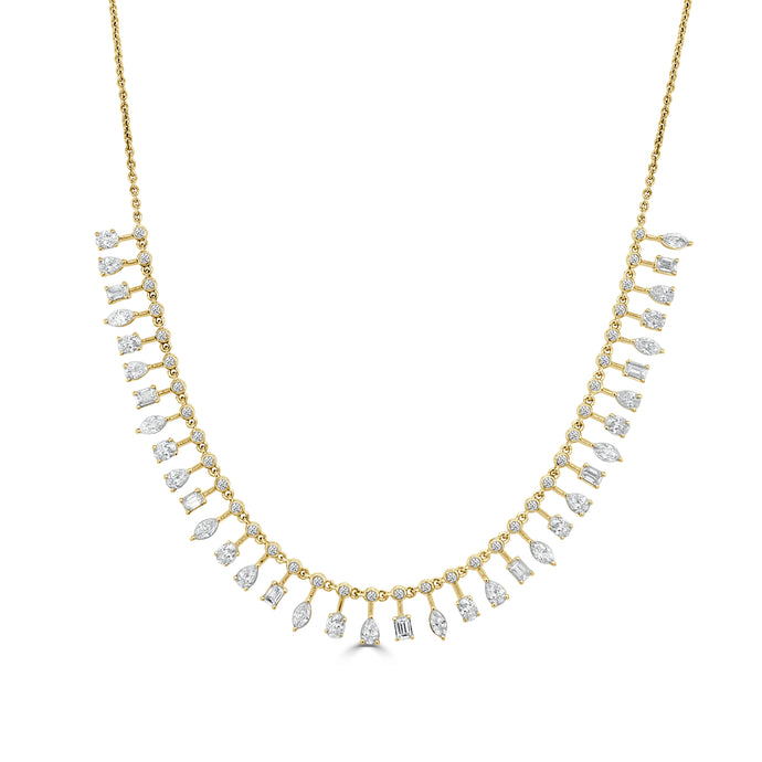14K Gold & Multi-Shape Diamond Dangle Necklace