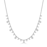 14K Gold Emerald Cut & Round Diamond Beaded Necklace - 1.81ct