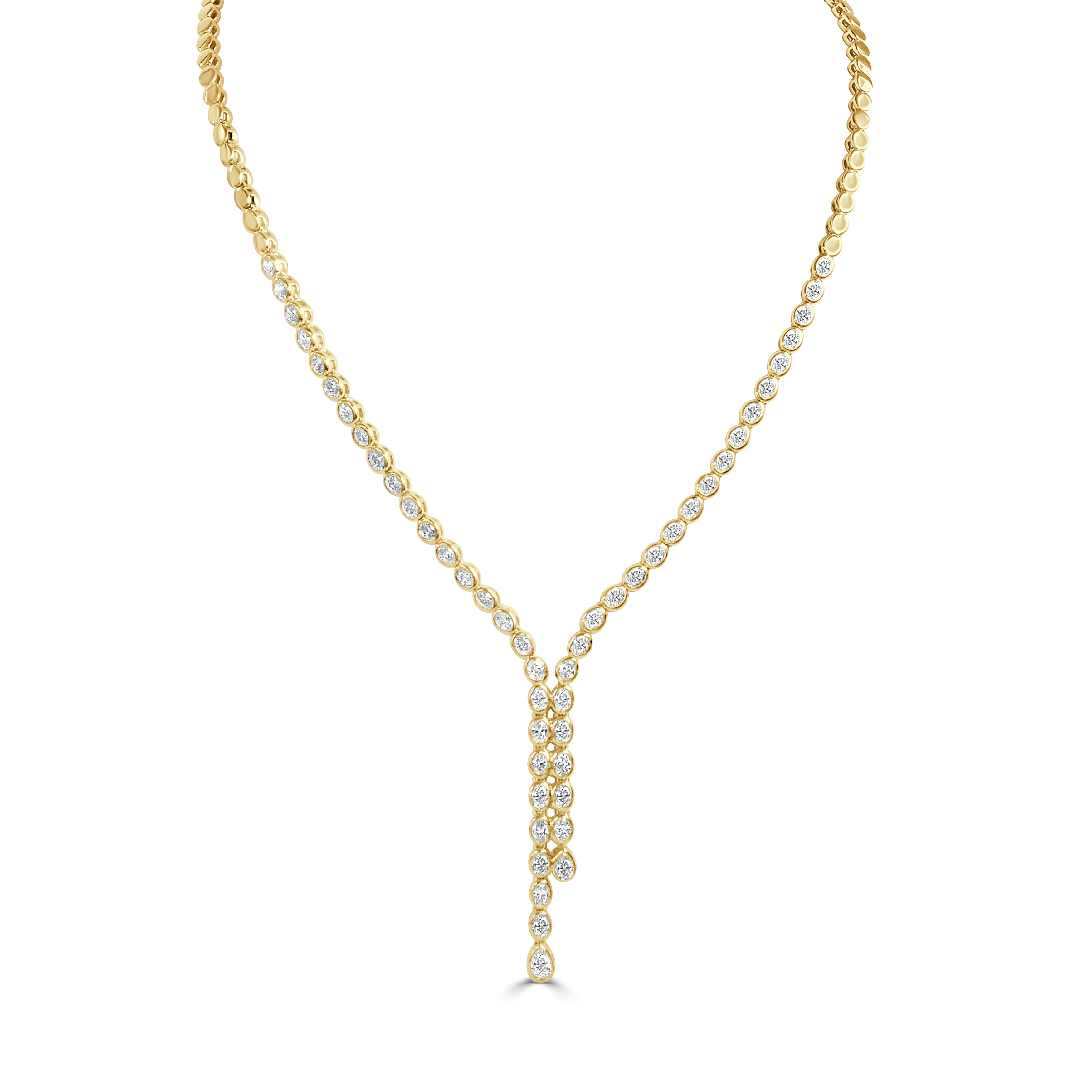 14K Gold Mix Shape Diamond Necklace - 4.09 CT.