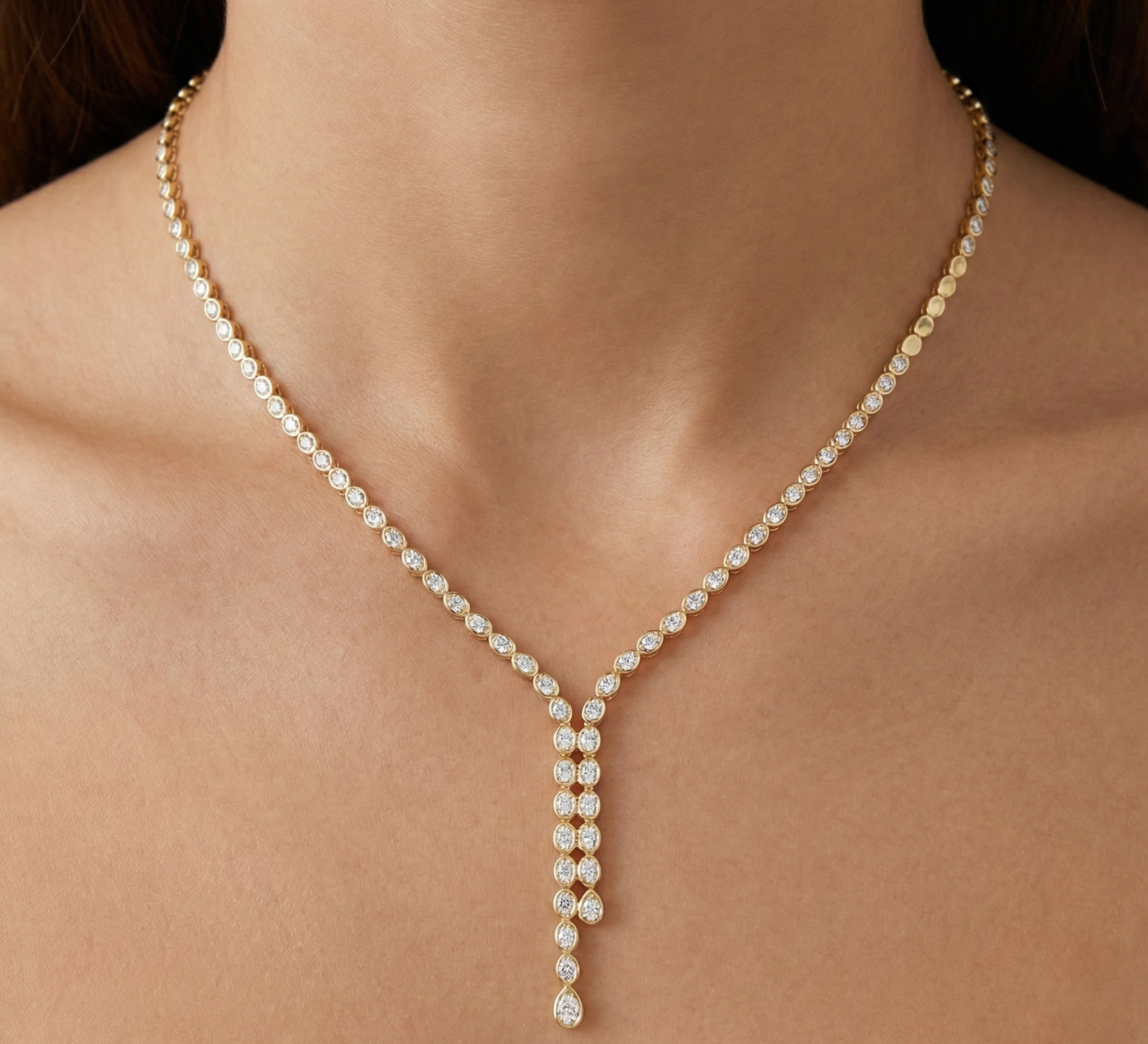 14K Gold Mix Shape Diamond Necklace - 4.09 CT.