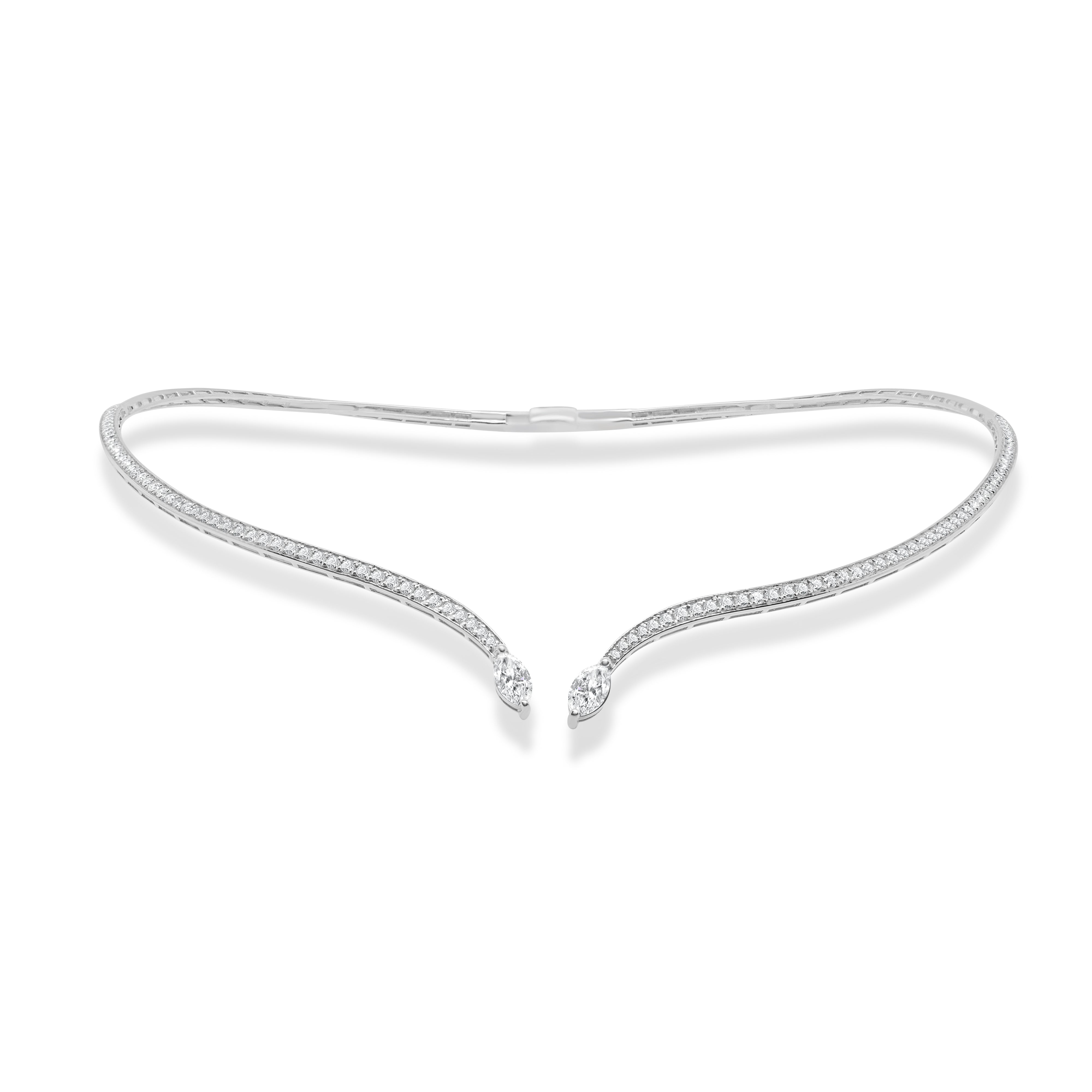 14K Gold Round & Marquise Diamond Open Choker - 2.22ct