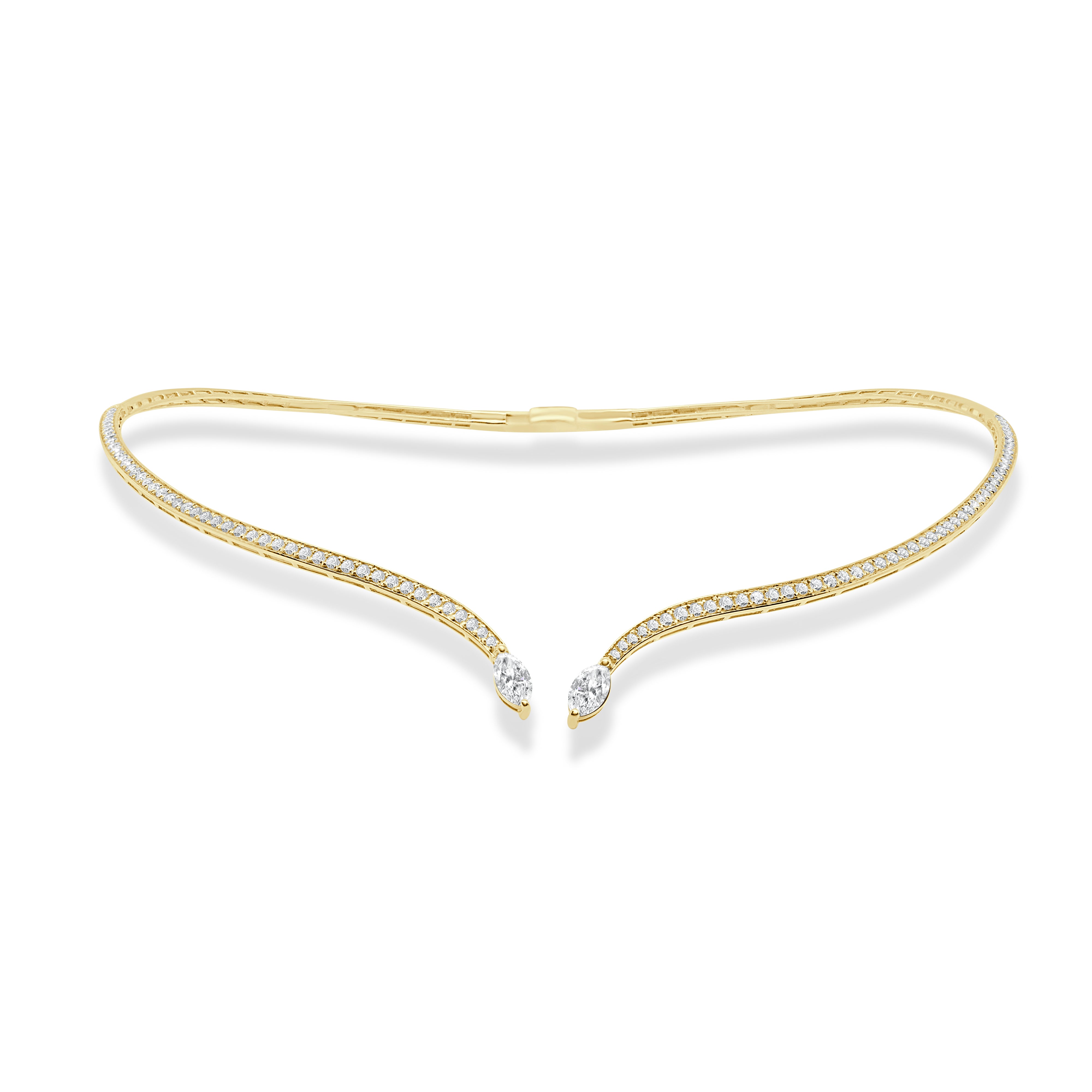 14K Gold Round & Marquise Diamond Open Choker - 2.22ct