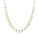 14K Gold & Fancy-Shape Diamond Beaded Necklace - 2.22ct