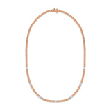 14K Gold Two-Tone Emerald Cut Diamond Necklace - 1.43ct