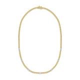 14K Gold Two-Tone Emerald Cut Diamond Necklace - 1.43ct