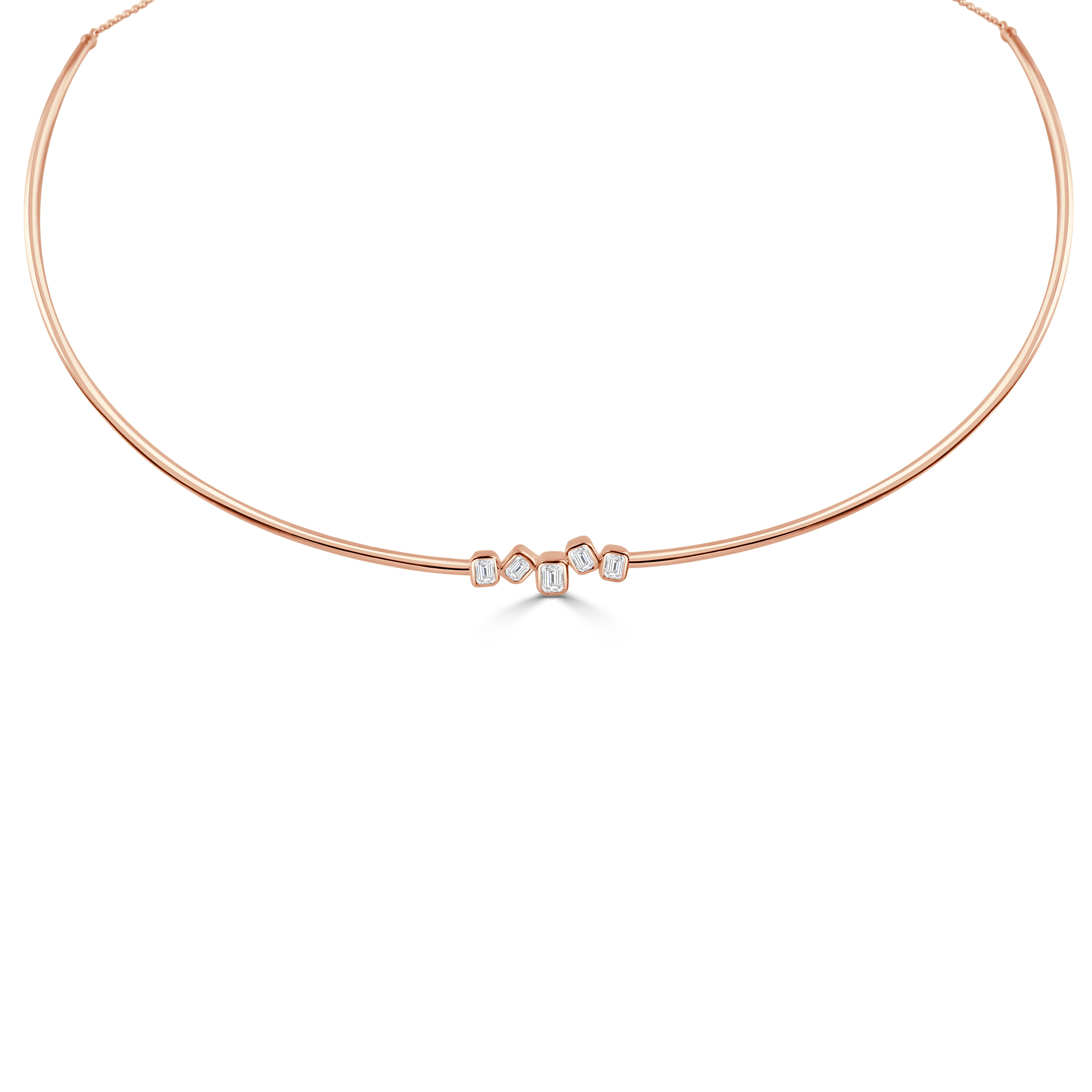 14K Gold Emerald Cut Diamond Necklace -0.54 CT
