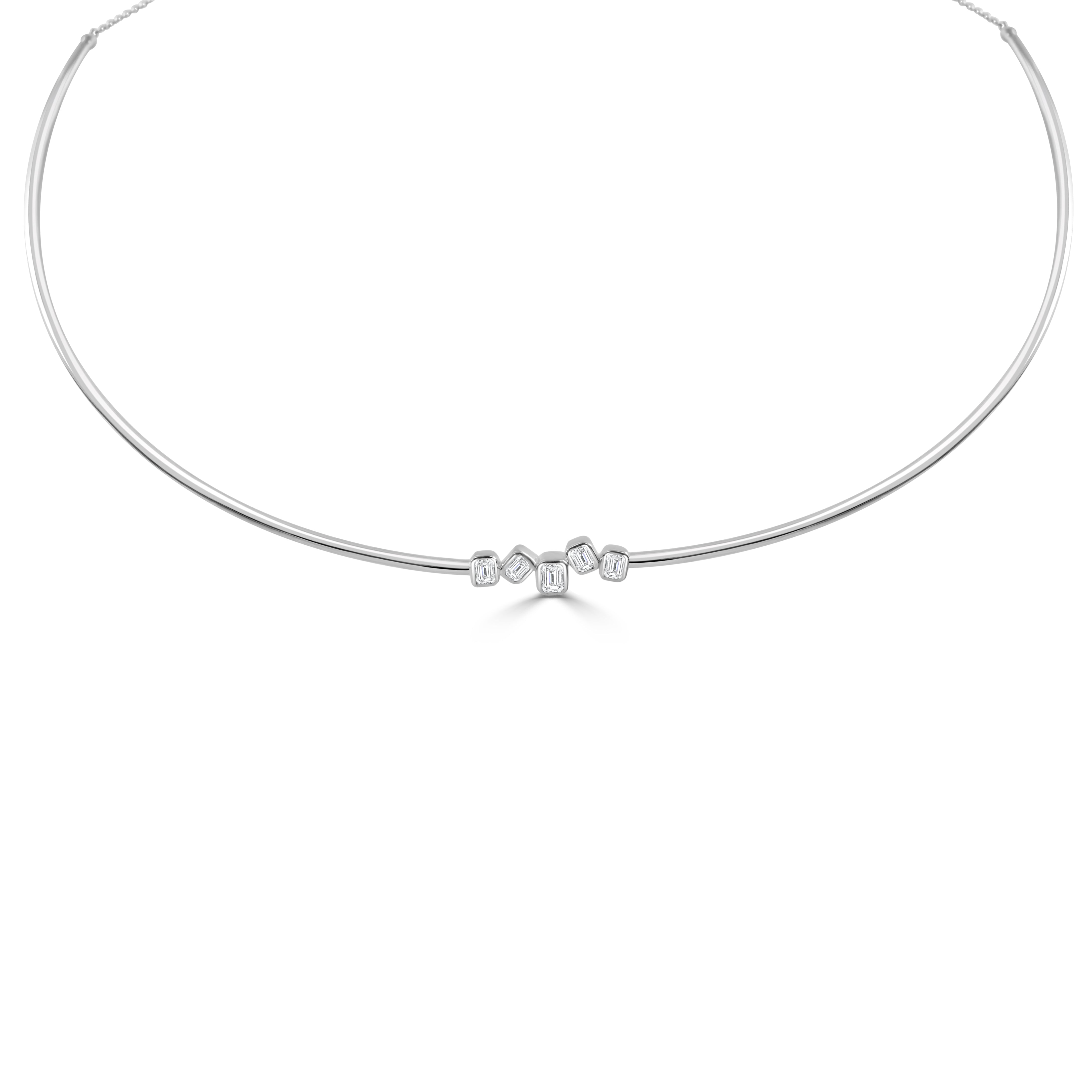 14K Gold Emerald Cut Diamond Necklace -0.54 CT