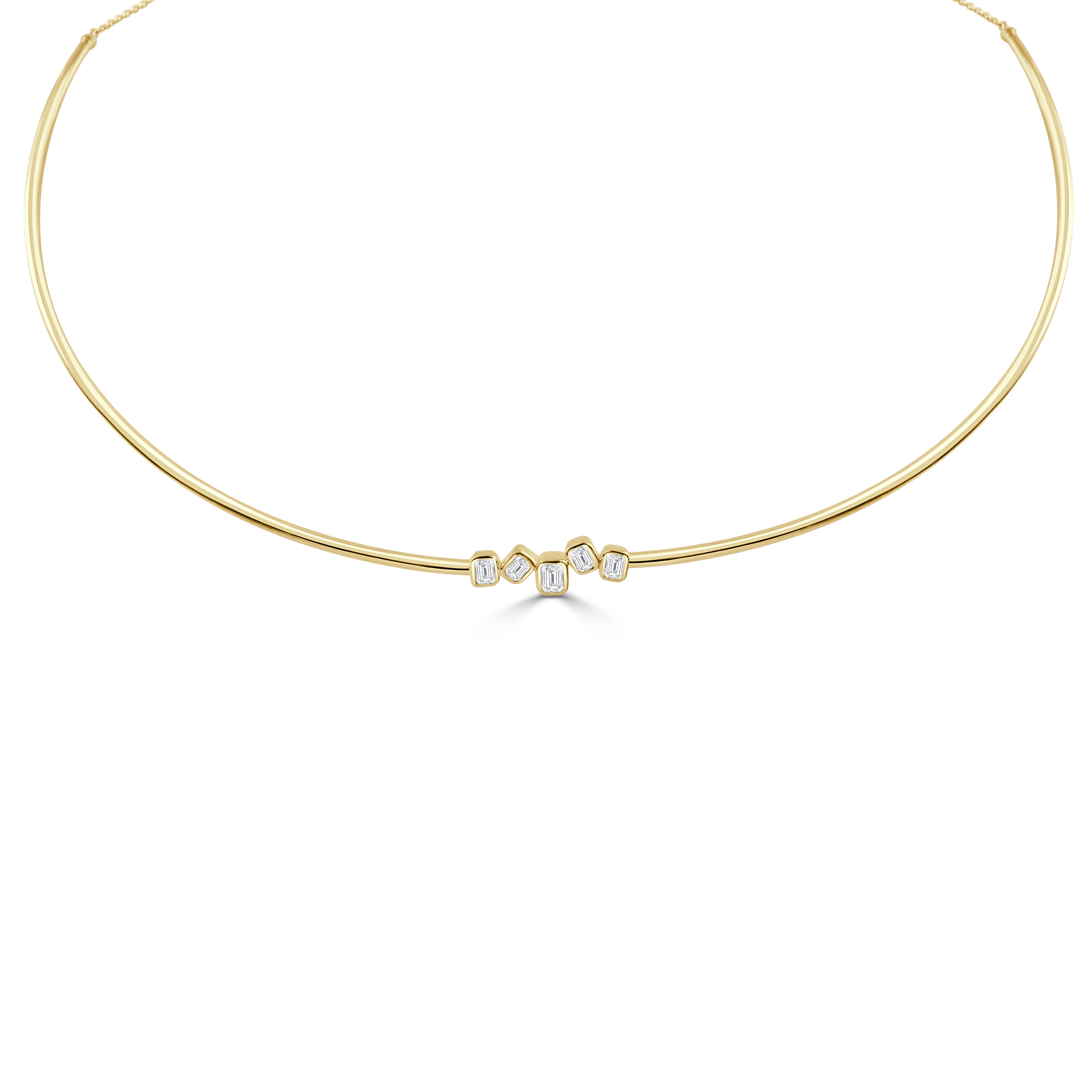 14K Gold Emerald Cut Diamond Necklace -0.54 CT