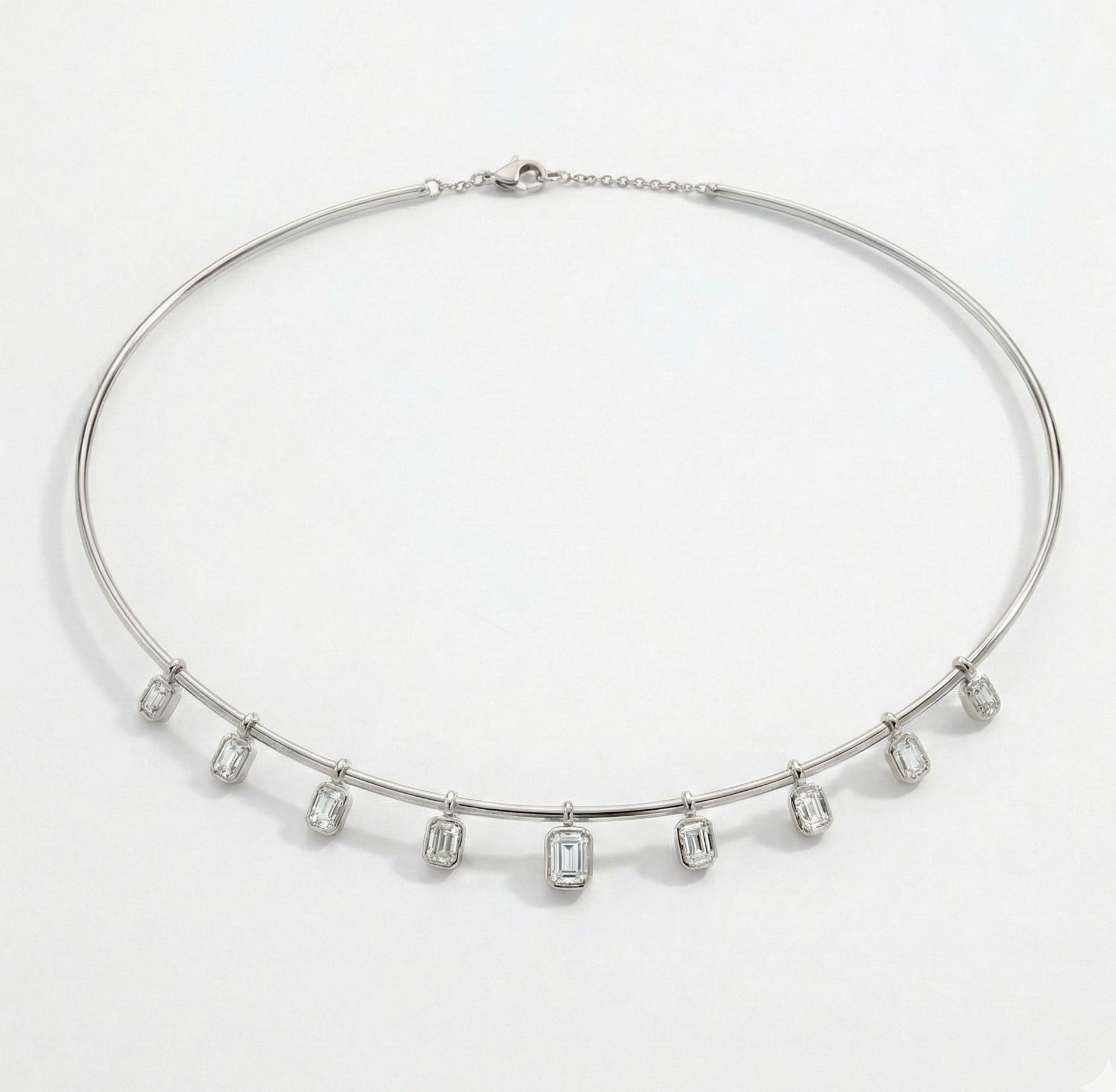 14K Gold Emerald Cut Diamond Dangle Necklace - 1.43 CT