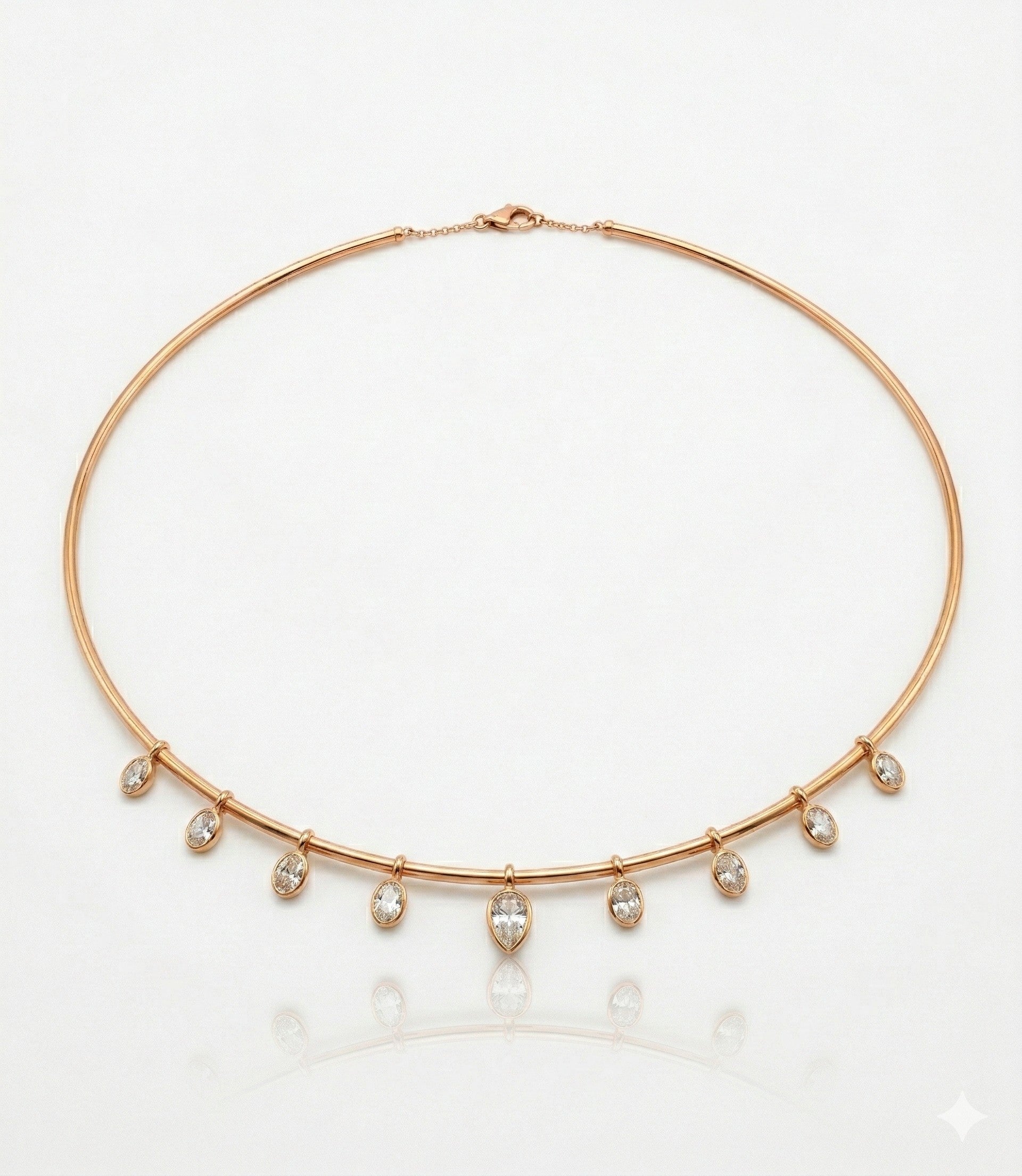 14K Gold Pear & Oval Shape Diamond Dangle Necklace - 1.52 CT