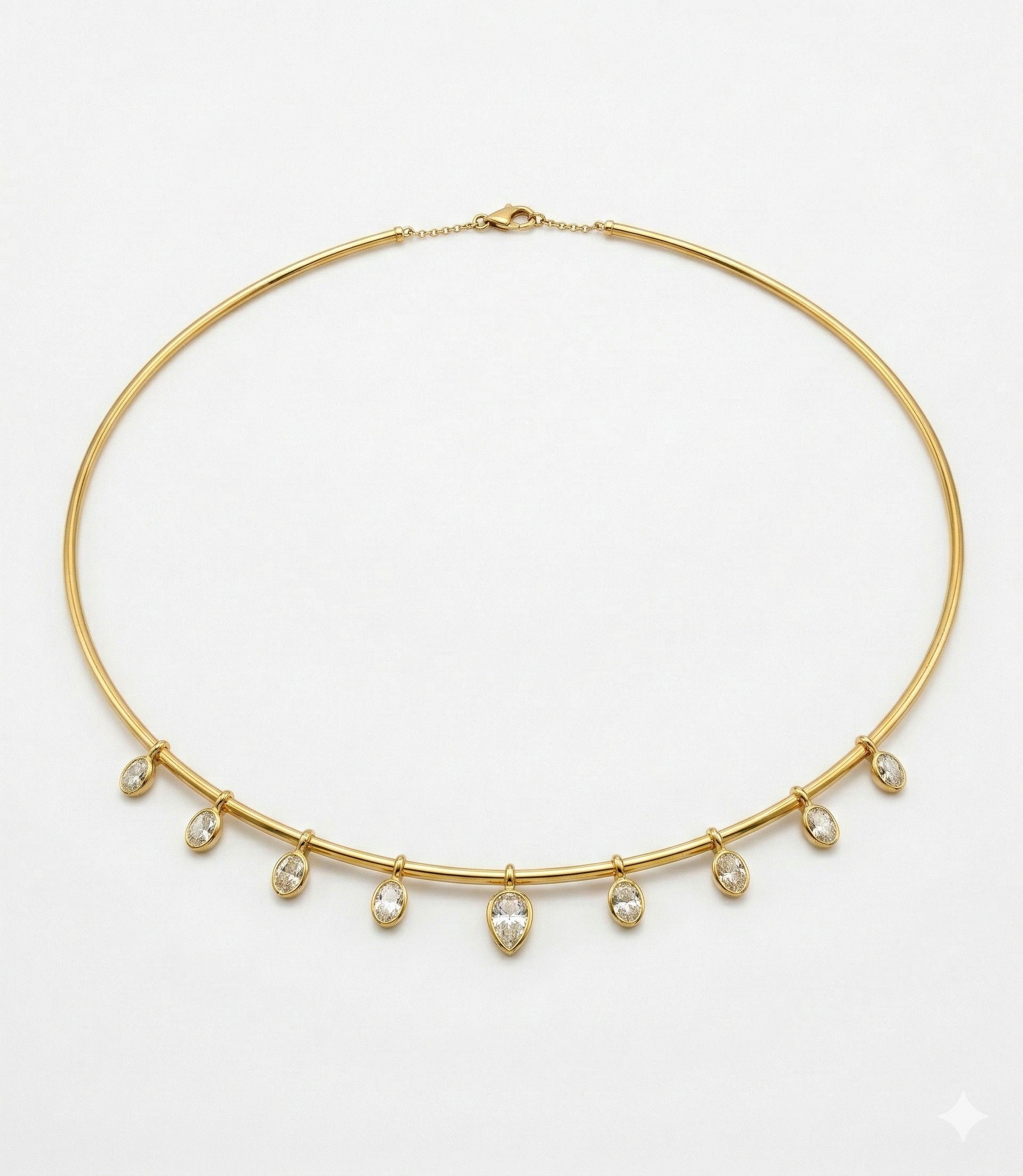 14K Gold Pear & Oval Shape Diamond Dangle Necklace - 1.52 CT