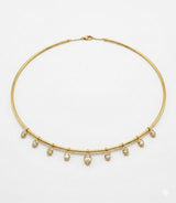 14K Gold Pear & Oval Shape Diamond Dangle Necklace - 1.52 CT