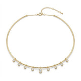 14K Gold Round & Oval Diamond Dangle Necklace - 1.09 CT.