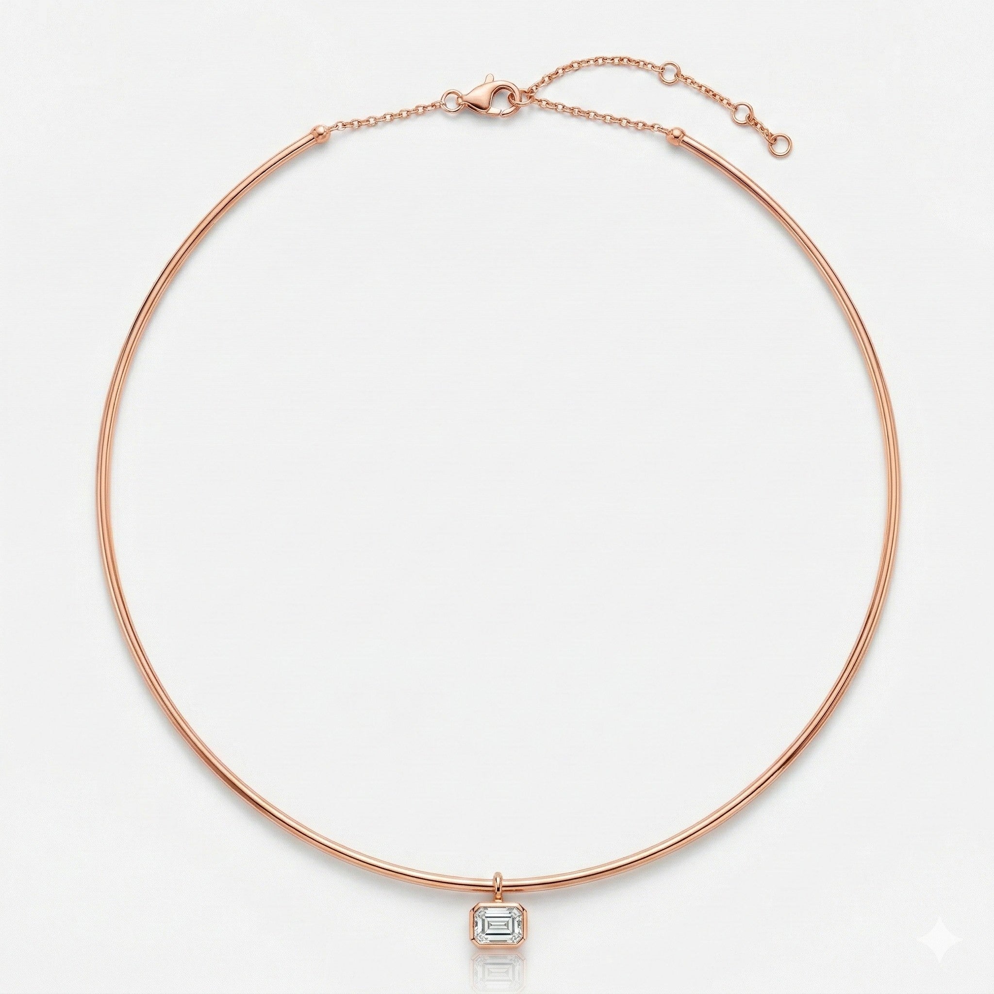 14K Gold Emerald Cut Diamond Necklace - 0.41 CT