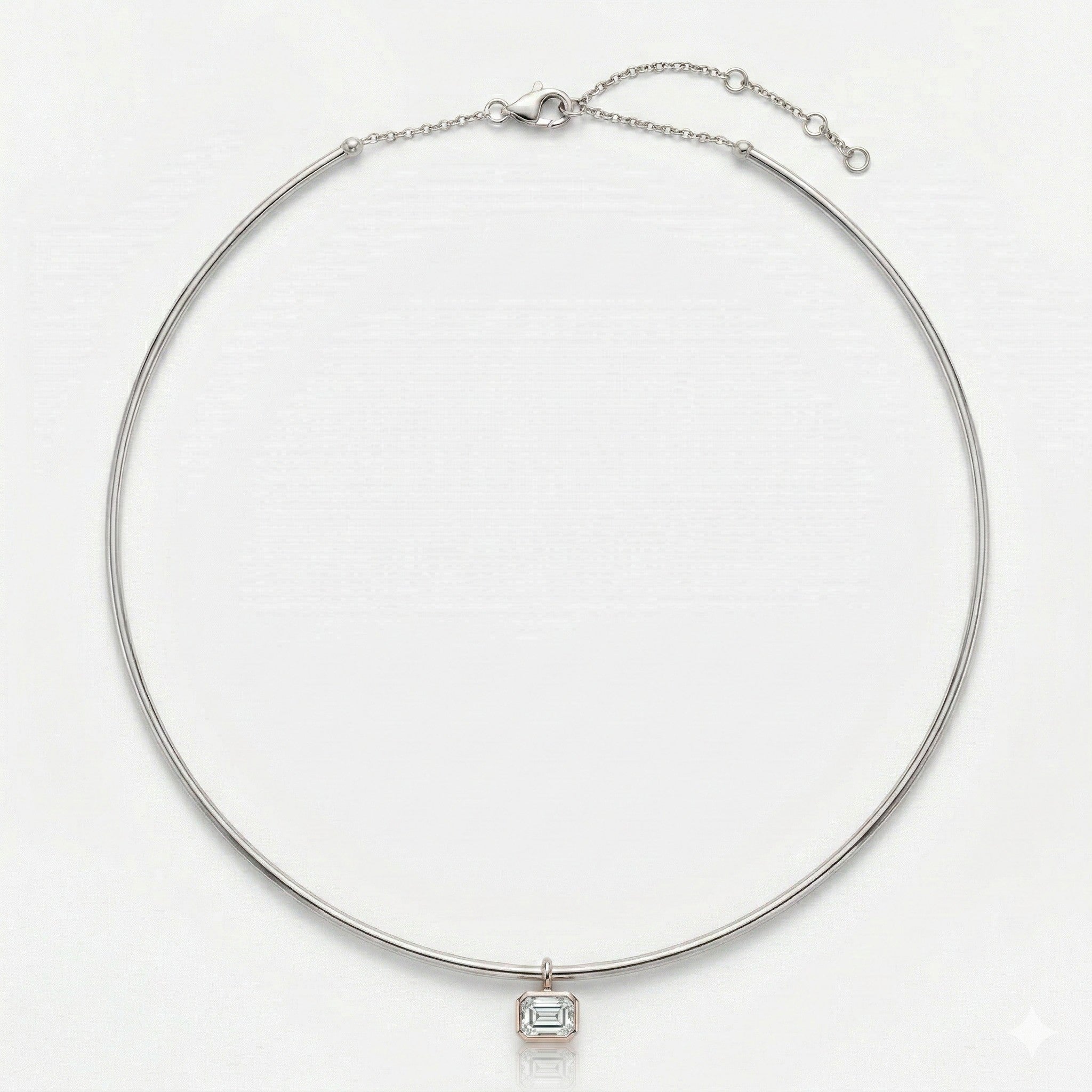 14K Gold Emerald Cut Diamond Necklace - 0.41 CT
