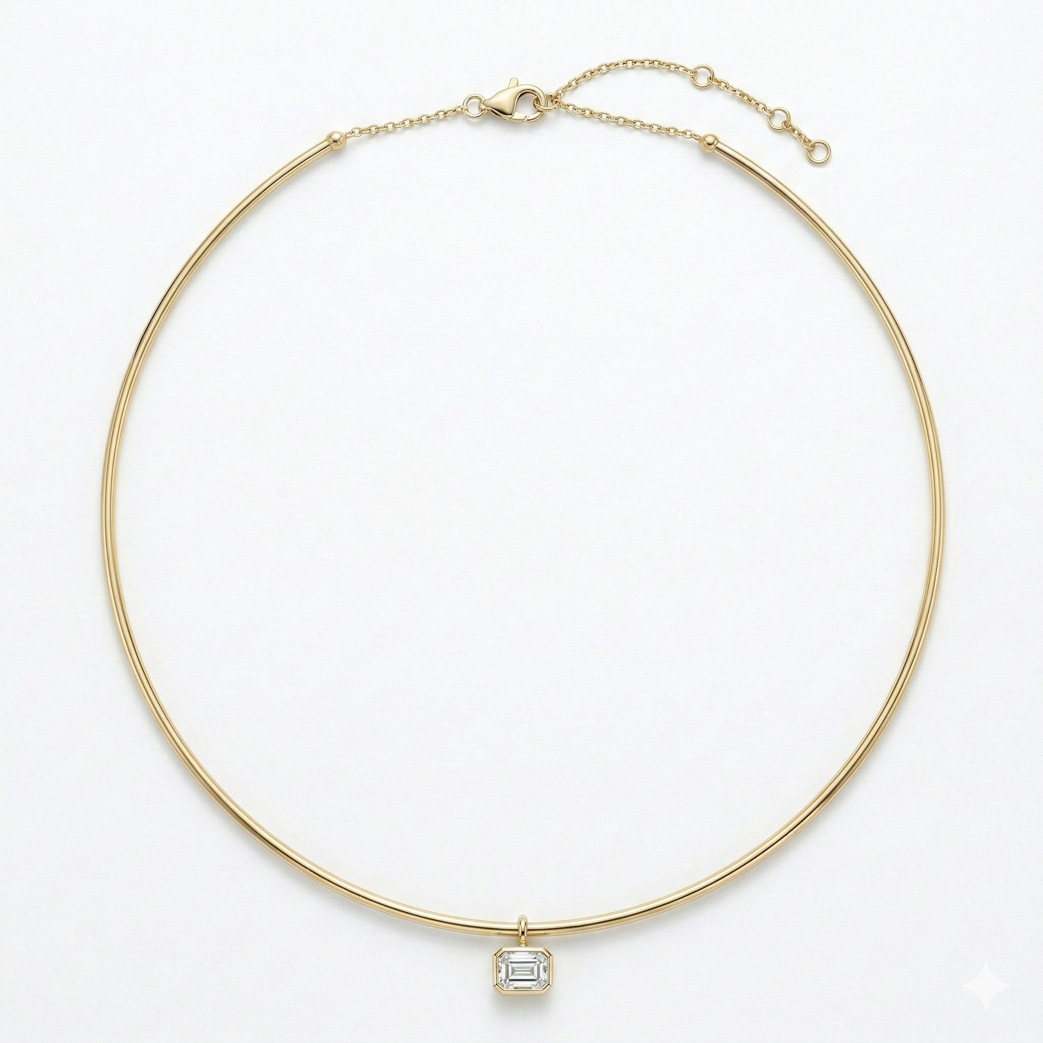 14K Gold Emerald Cut Diamond Necklace - 0.41 CT