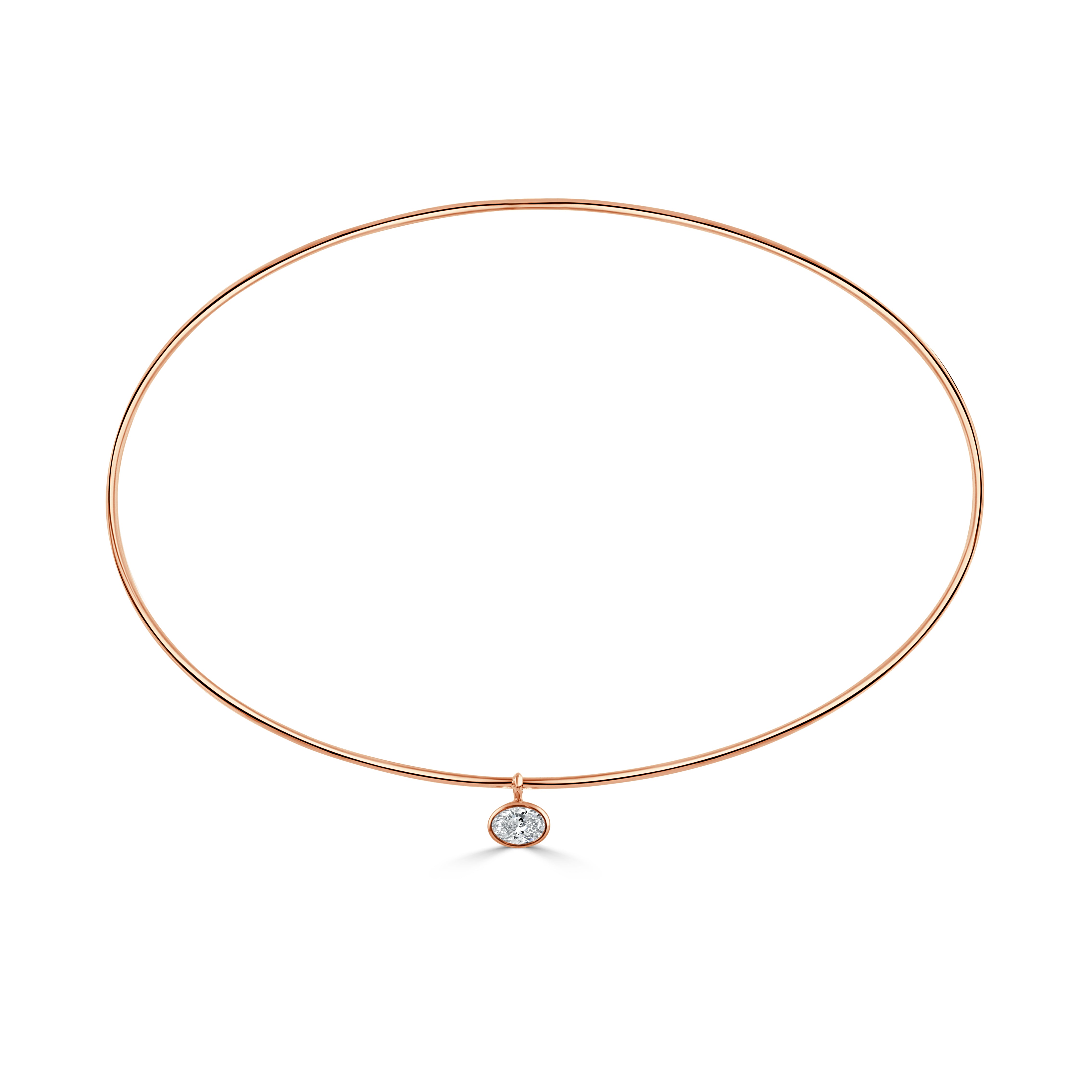 14K Gold Oval Cut Diamond Necklace - 0.43 CT