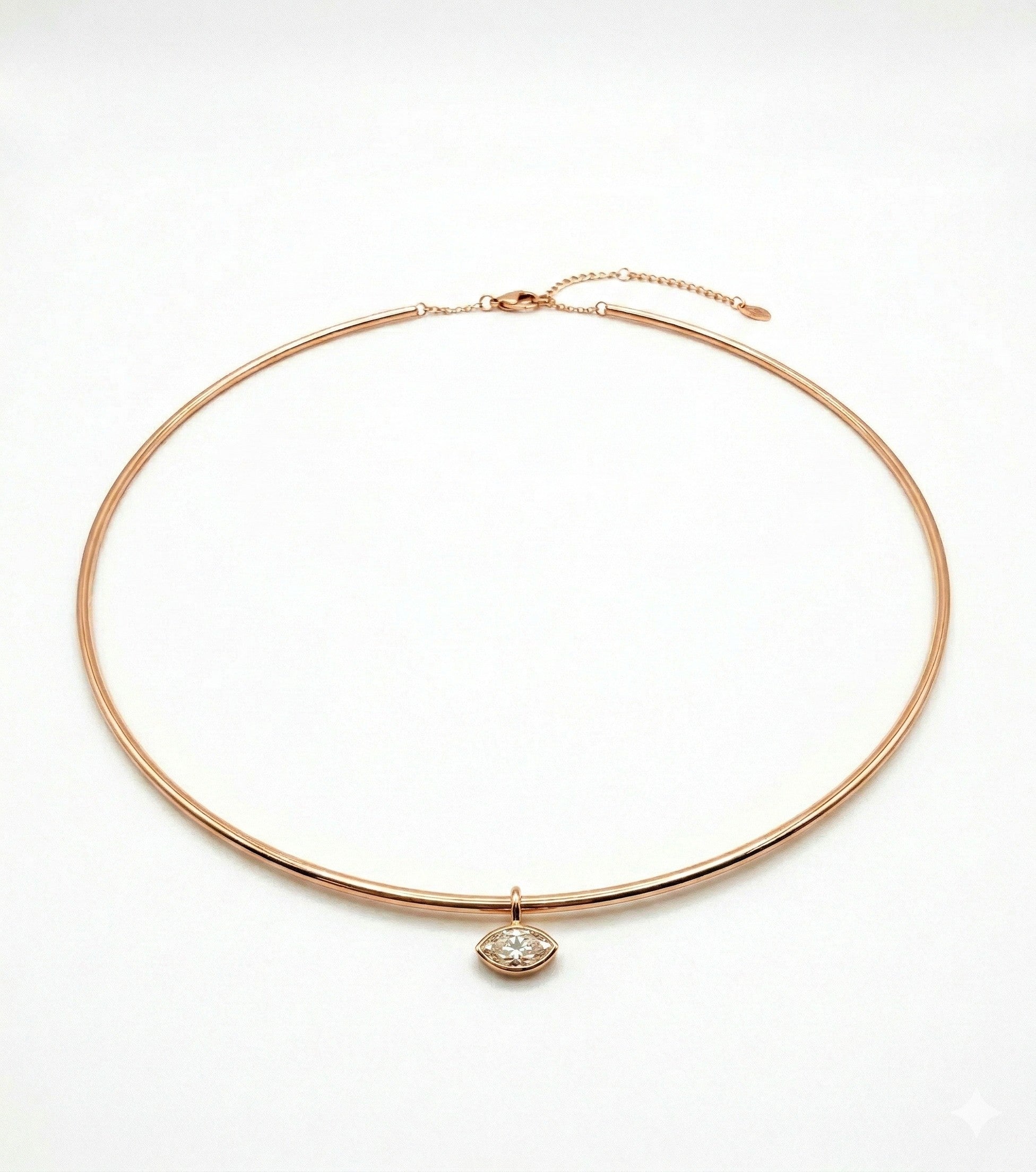 14K Gold Marquise Diamond Necklace - 0.38 CT
