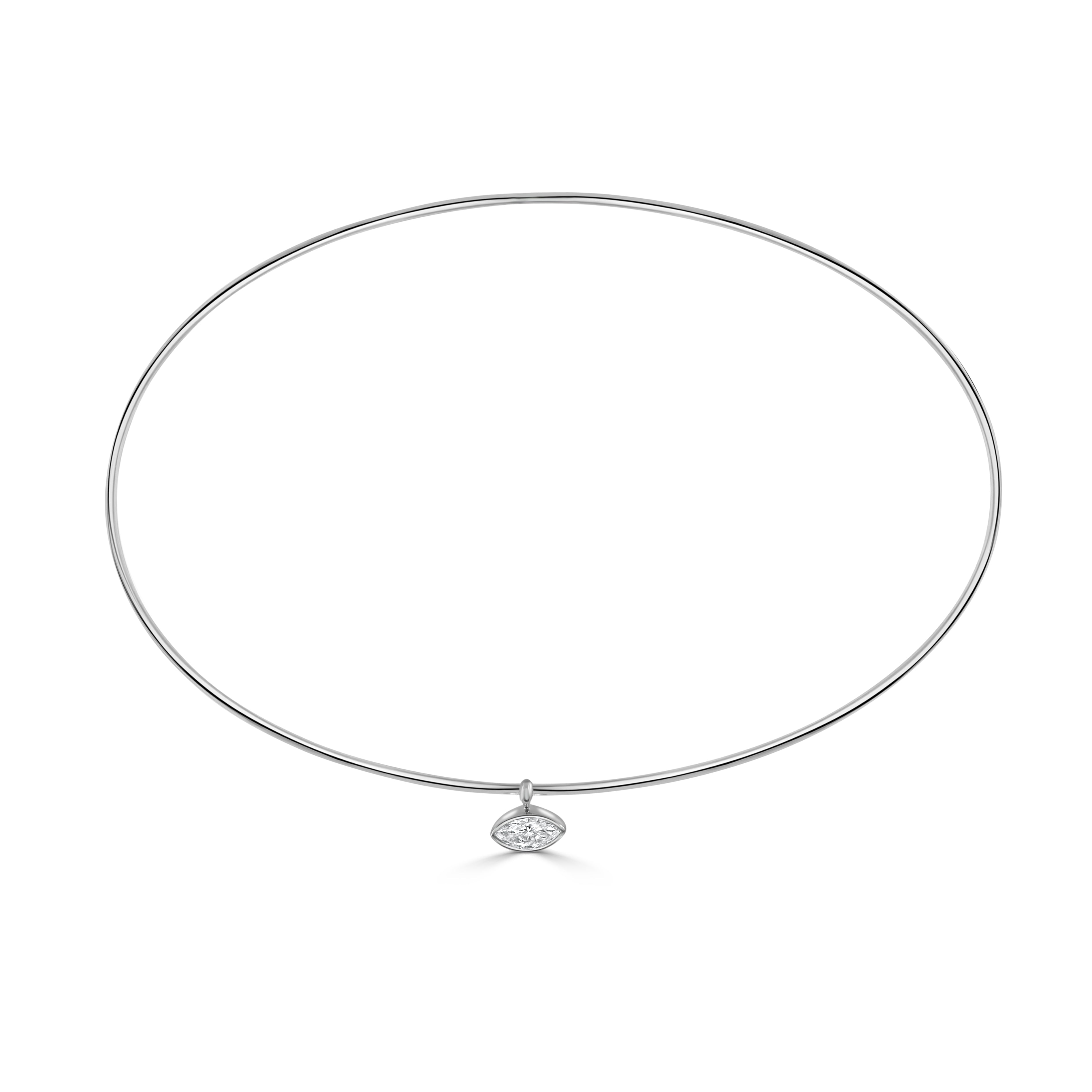 14K Gold Marquise Diamond Necklace - 0.38 CT