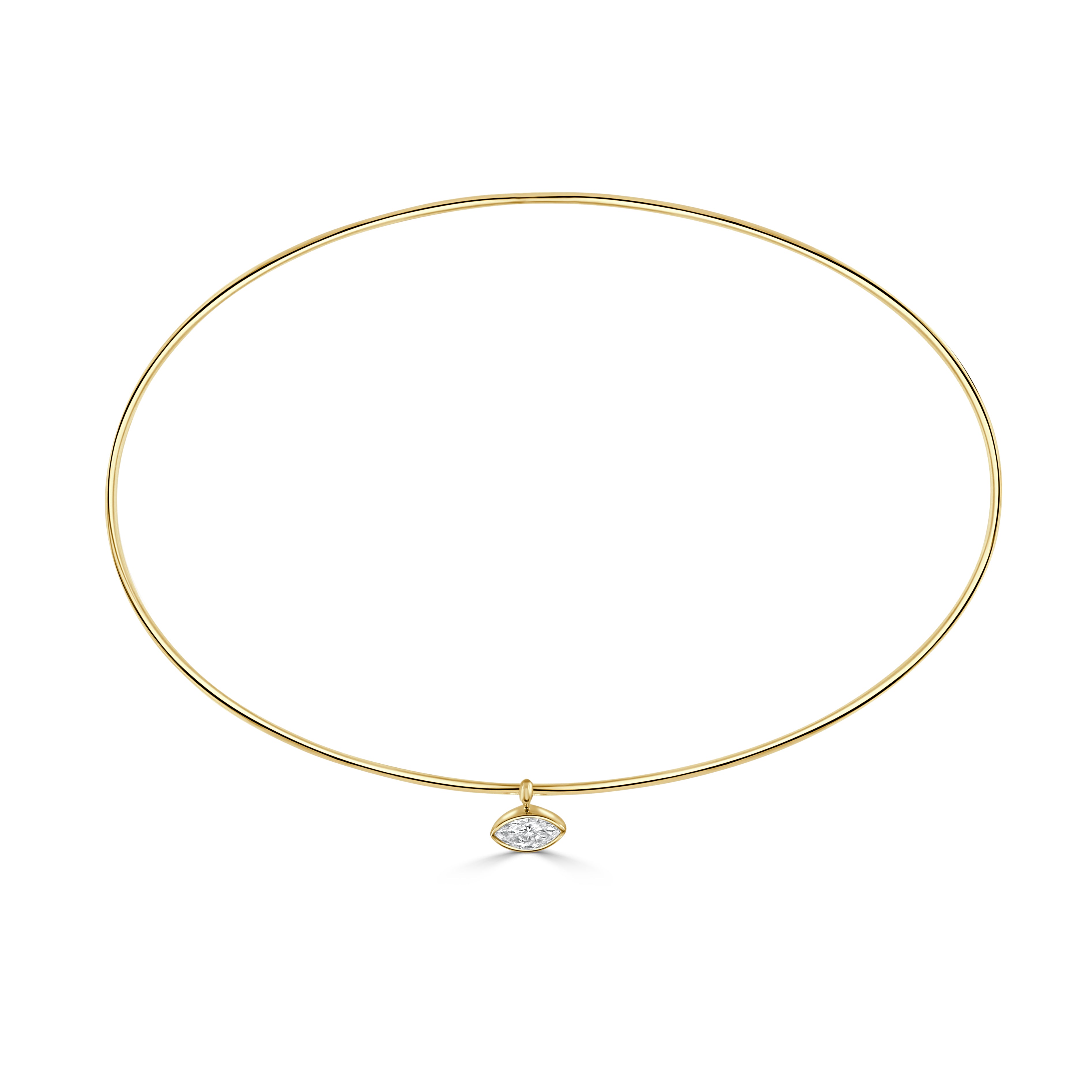 14K Gold Marquise Diamond Necklace - 0.38 CT