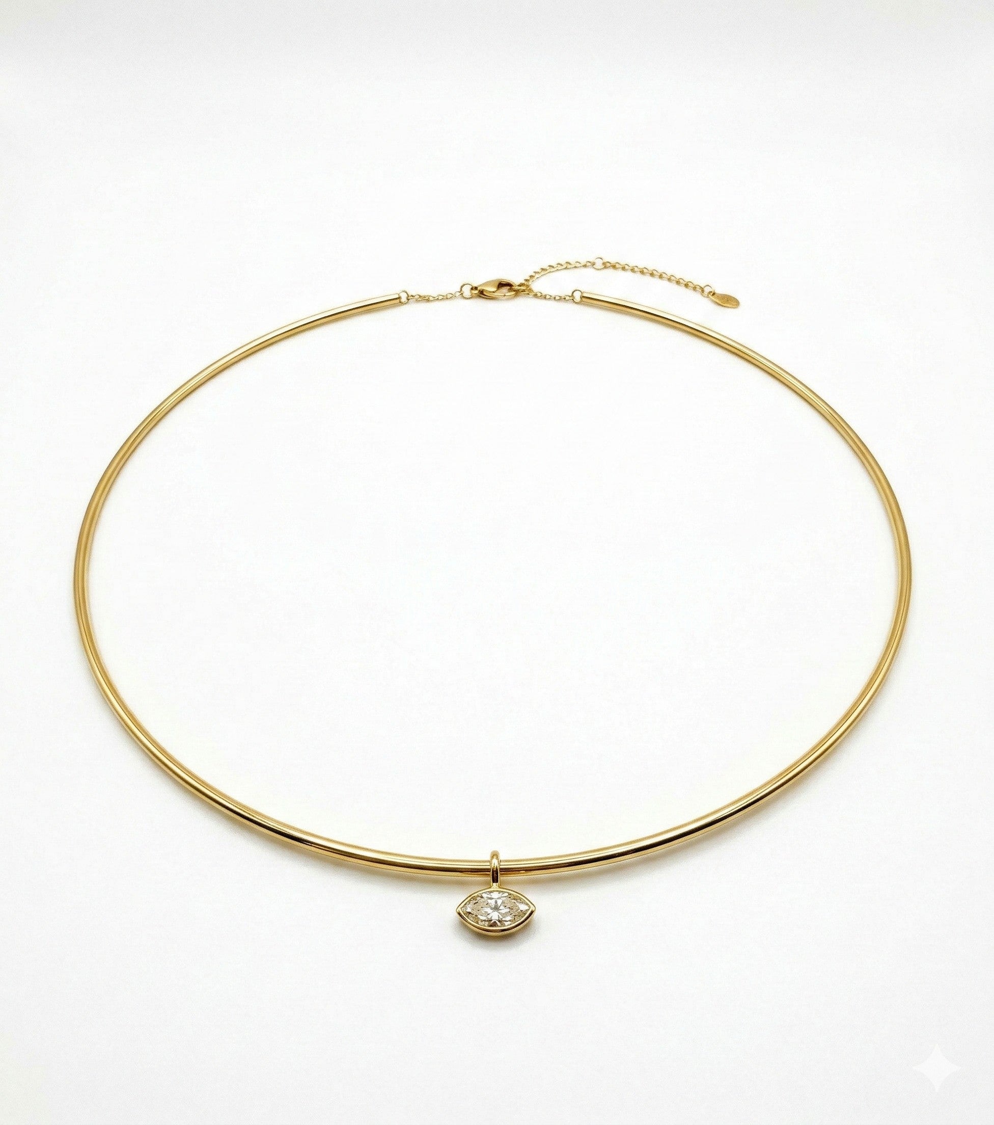14K Gold Marquise Diamond Necklace - 0.38 CT