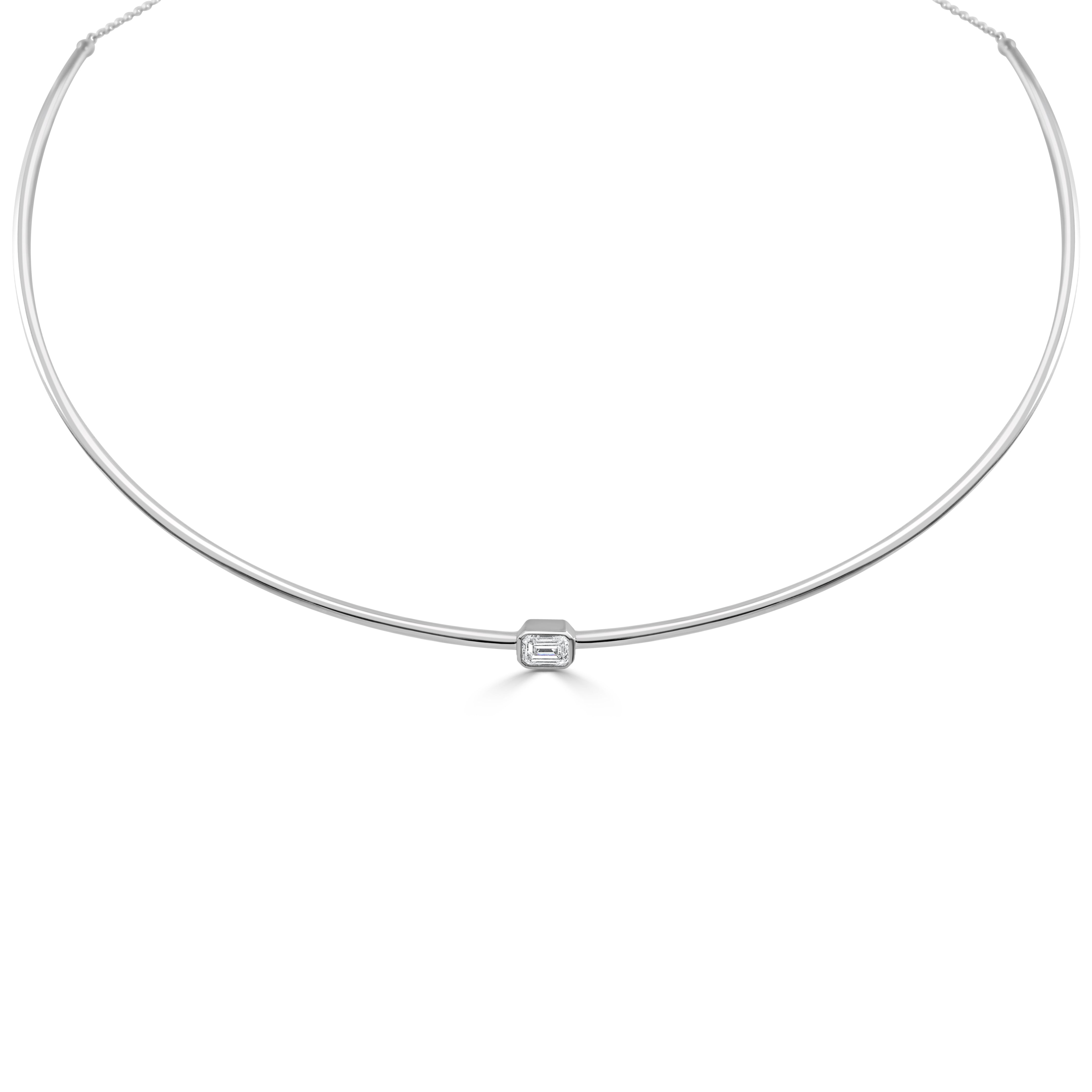 14K Gold Emerald Cut Diamond Necklace- 0.32 CT