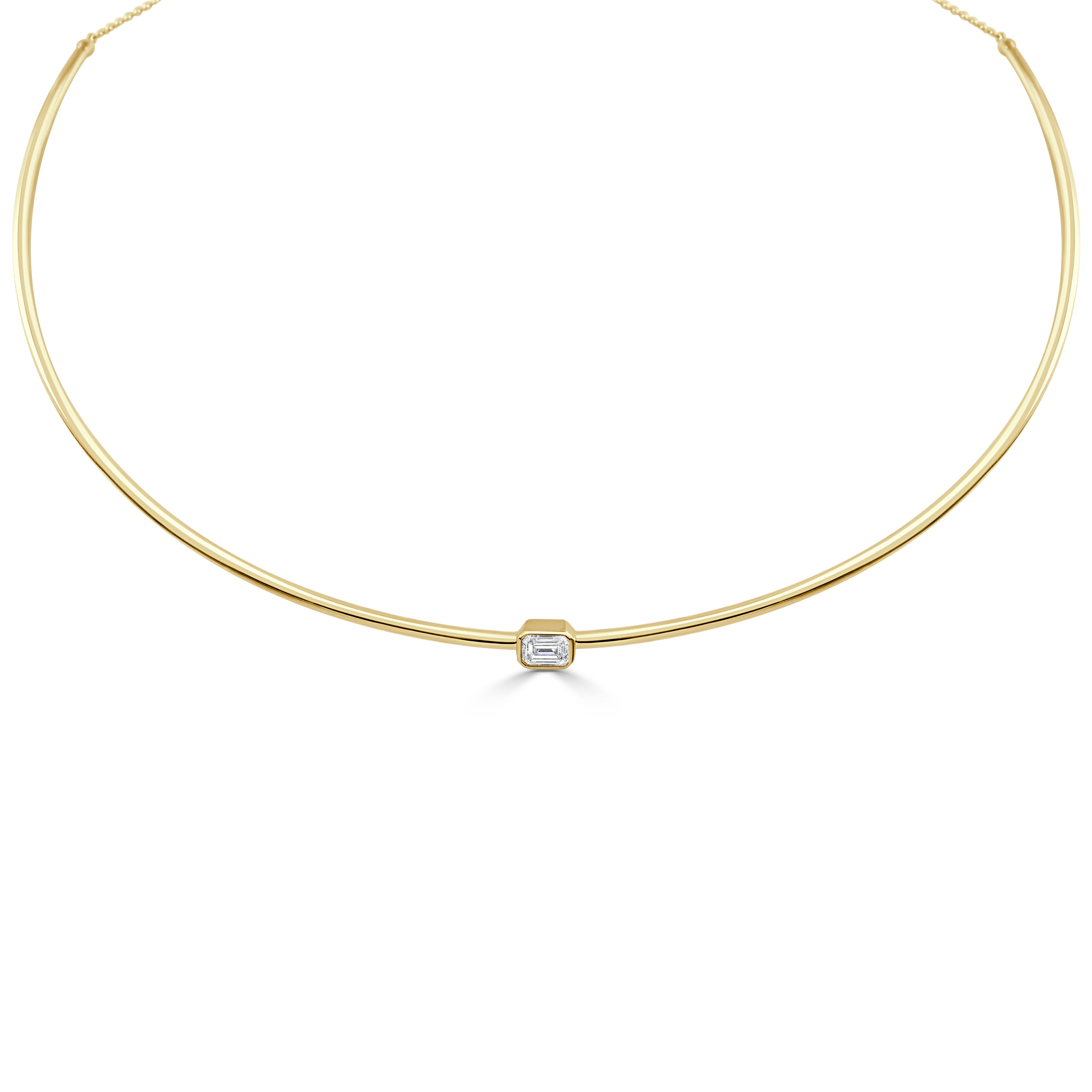 14K Gold Emerald Cut Diamond Necklace- 0.32 CT