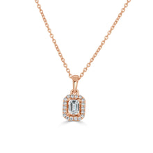 Load image into Gallery viewer, 14k Gold Round and Emerald Cut Diamond Pendant Necklace