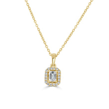 Load image into Gallery viewer, 14k Gold Round and Emerald Cut Diamond Pendant Necklace