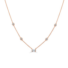 Load image into Gallery viewer, 14K Gold &amp; Emerald-Cut Diamond Station Necklace