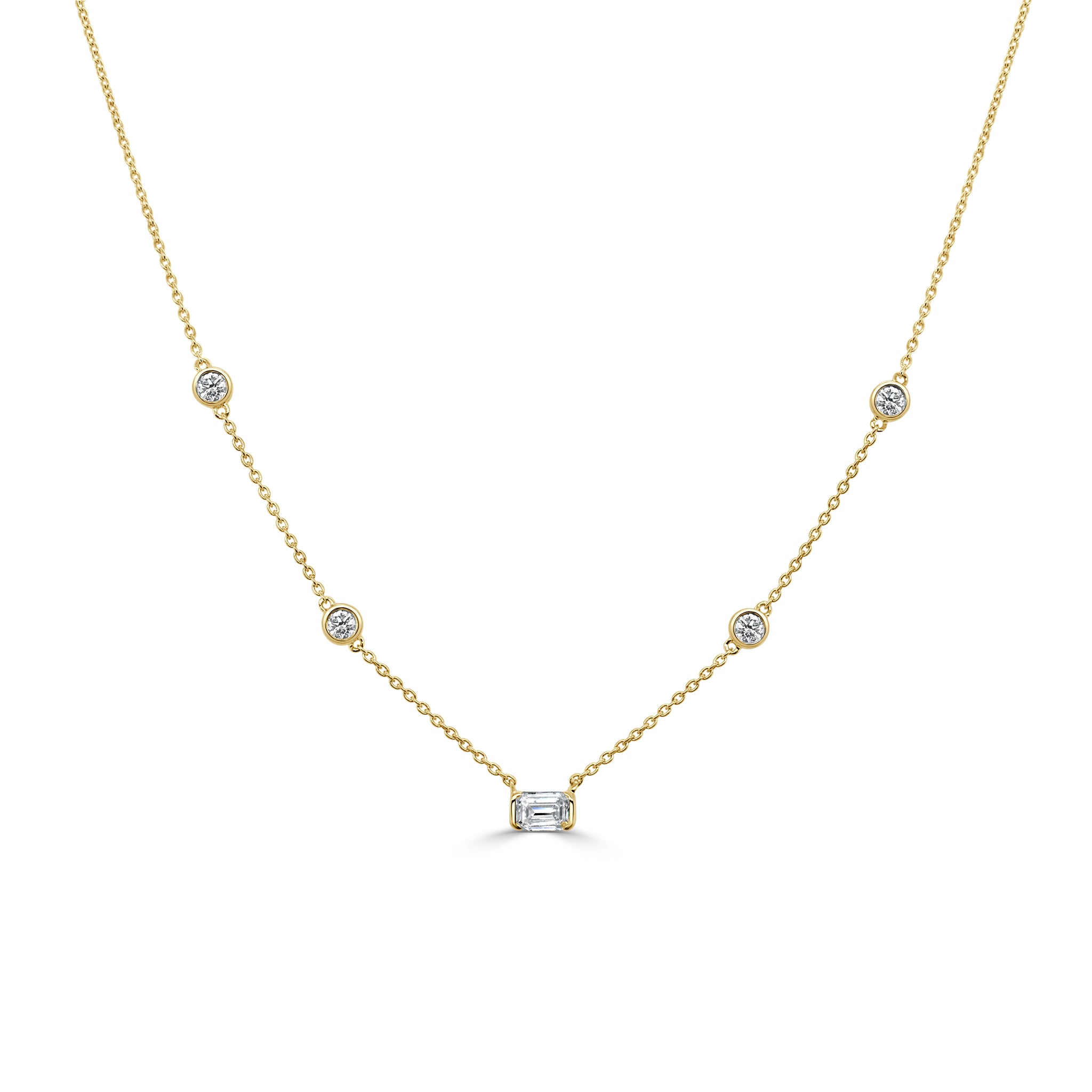 Moissanite Emerald Cut Necklace Moissanite clear-set grandmother's cut – K  Jewellery Co.