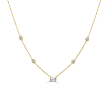 Load image into Gallery viewer, 14K Gold &amp; Emerald-Cut Diamond Station Necklace