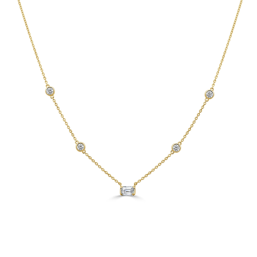 14K Gold & Emerald-Cut Diamond Station Necklace