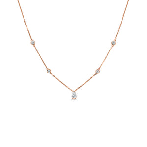 14K Gold & Pear-Shaped Diamond Station Necklace