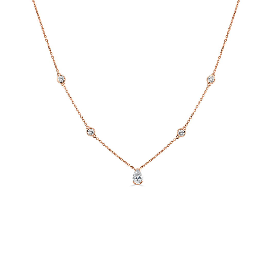 14K Gold & Pear-Shaped Diamond Station Necklace
