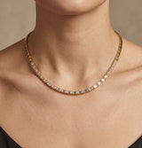 14K Gold Diamond Baguette Necklace-4.45 CT