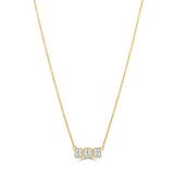 14K Gold & Emerald Cut 3-Stone Necklace - 0.46ct