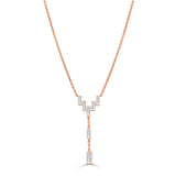 14K Gold & Baguette Diamond Drop Necklace - 0.94ct