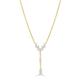 14K Gold & Baguette Diamond Drop Necklace - 0.94ct