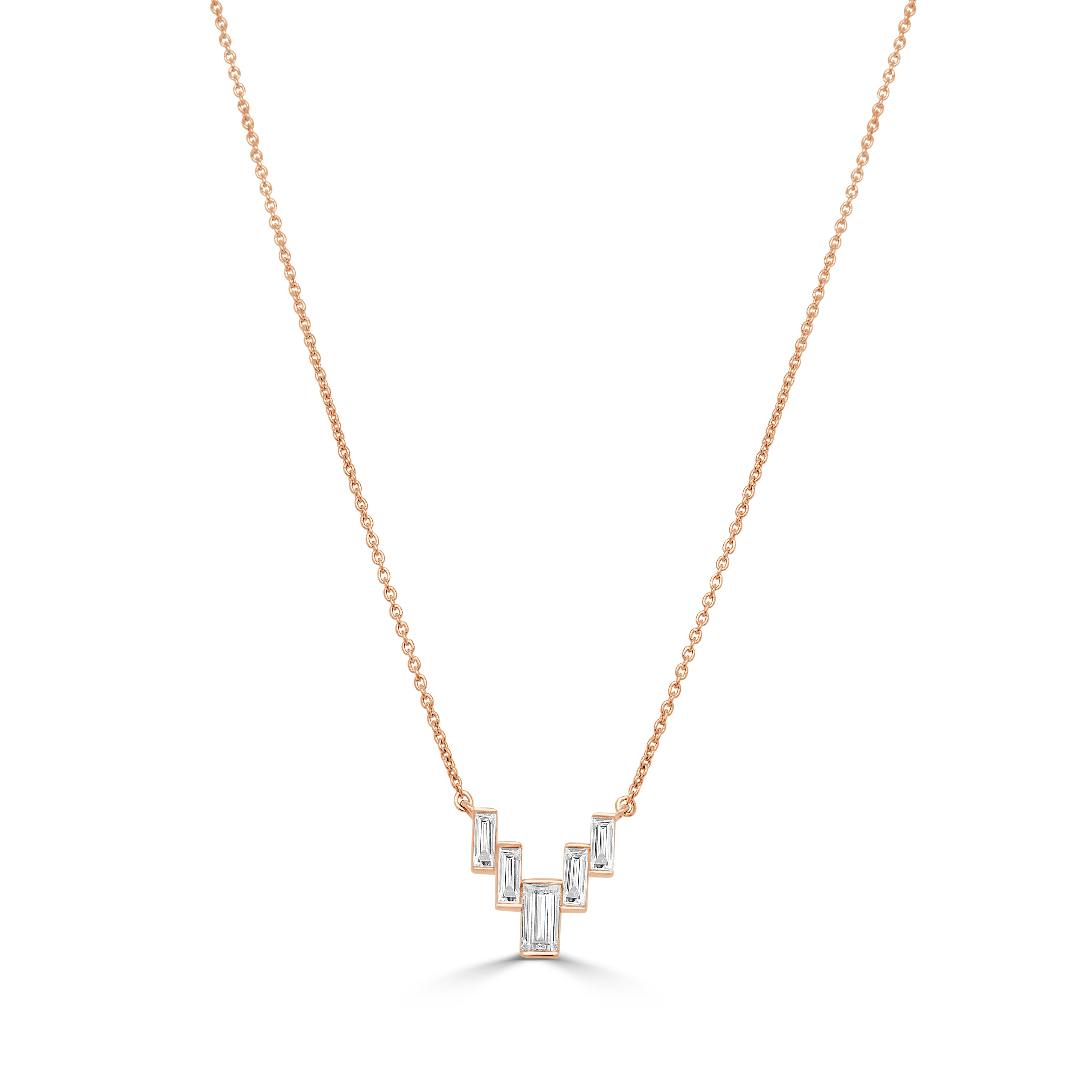 14K Gold & Baguette Diamond Necklace - 0.65ct