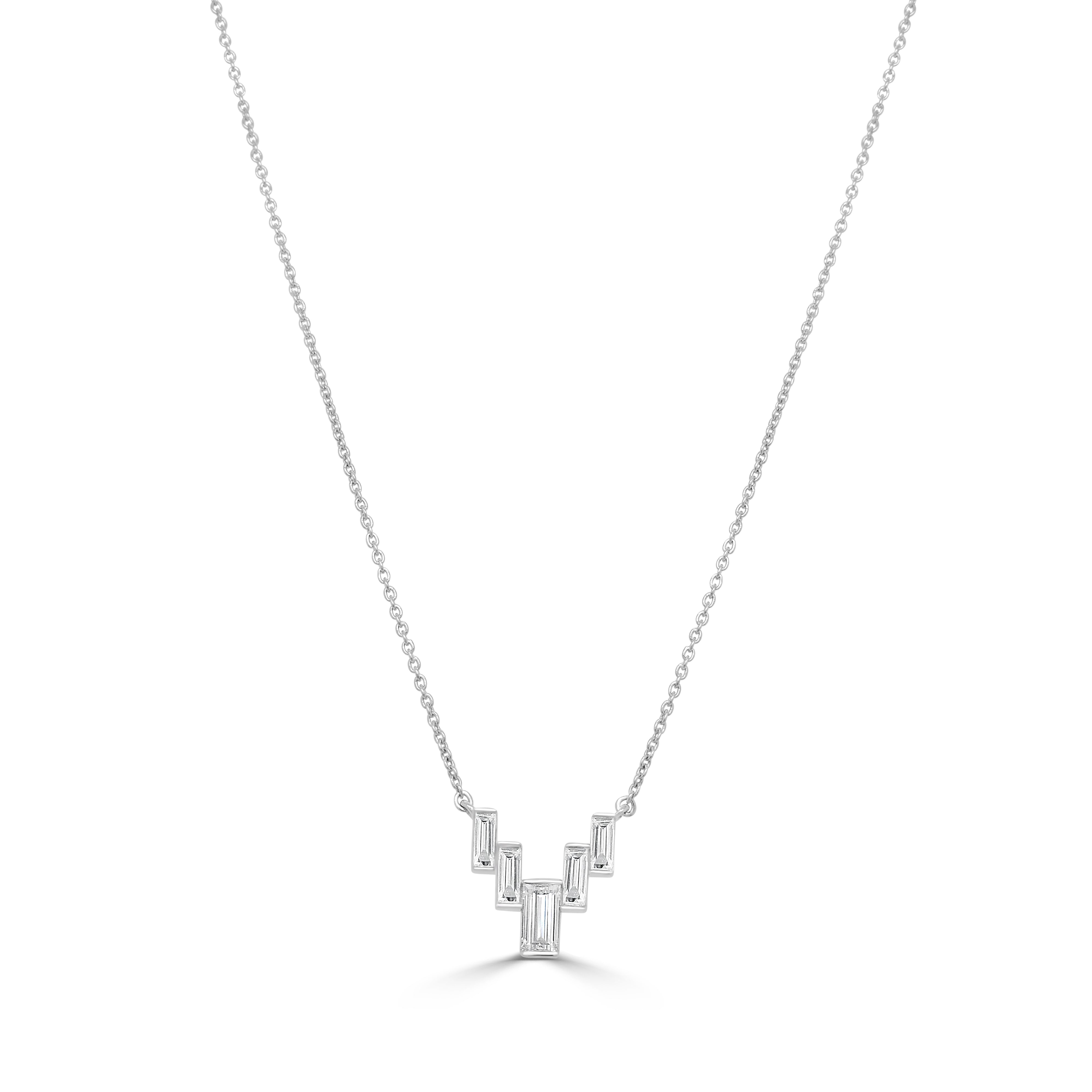 14K Gold & Baguette Diamond Necklace - 0.65ct
