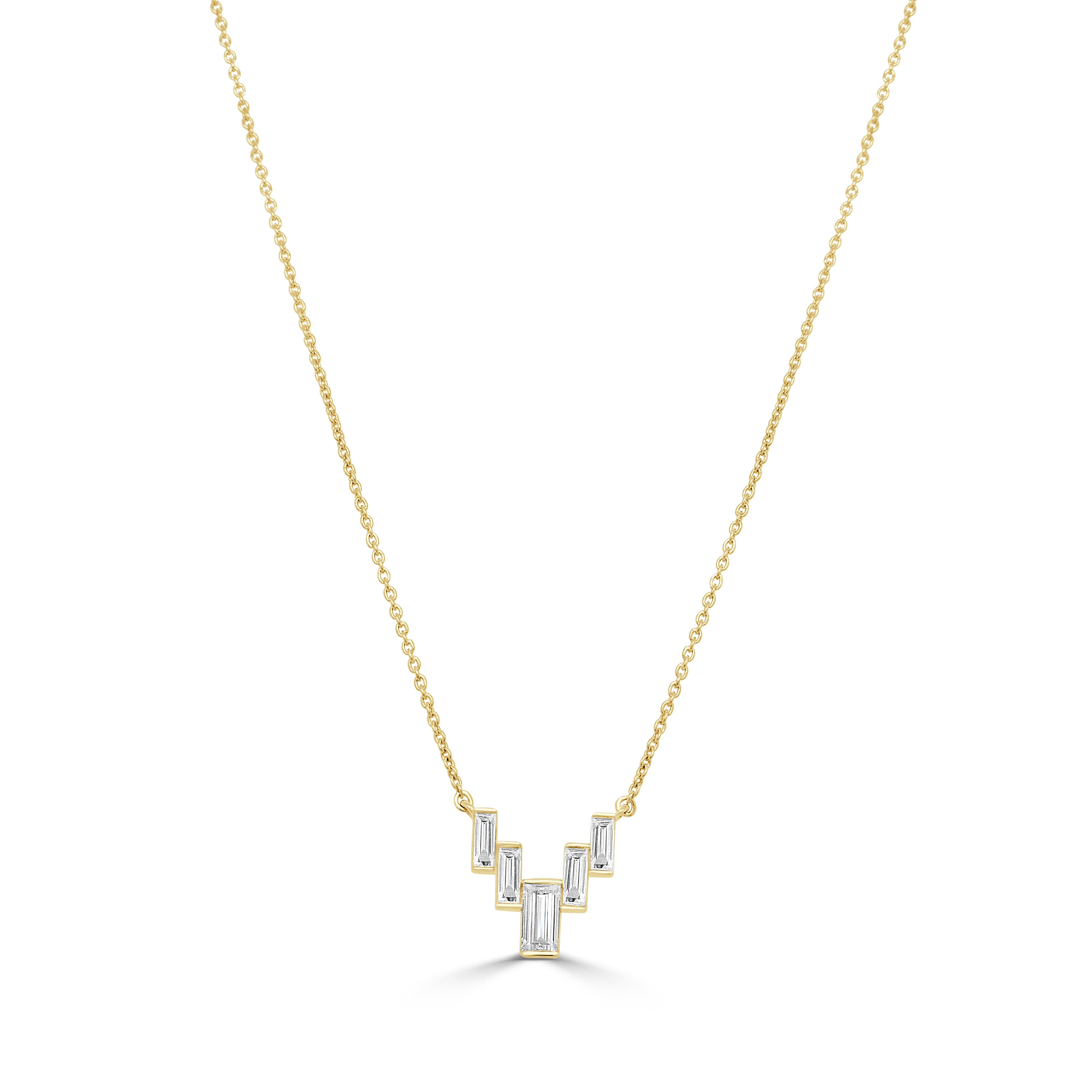 14K Gold & Baguette Diamond Necklace - 0.65ct
