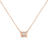 14K Gold Diamond Emerald Cut Necklace - 0.22 CT